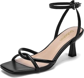 DOBOLIN Sandales larges pour femme - Bout ouvert - Avec sangle de cheville - Confortables - Pour fête, mariage