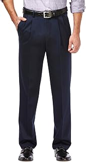 Haggar Men's Classic Fit Premium No Iron Khaki Pleated Pant
