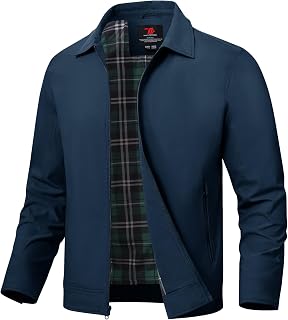 TBMPOY Mens Lightweight Waterproof Work Wind Jacket Casual Full Zip Golf Suit Outdoor Coats