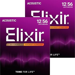 Elixir エリクサー アコースティックギター弦 NANOWEB 80/20ブロンズ Light Medium .012-.056#11077 2個セット 【国内正規品】