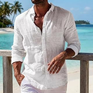 Men's Casual Long Sleeve Cotton Linen Shirt