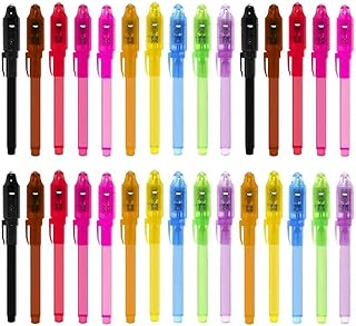 EODVICS 30 Pack Invisible Ink Spy Pens with UV Light for Kids Party Favors | Washable invisible ink spy pens for kids 3+, perfect for loot bag fillers, birthday favors, classroom prizes & return gifts