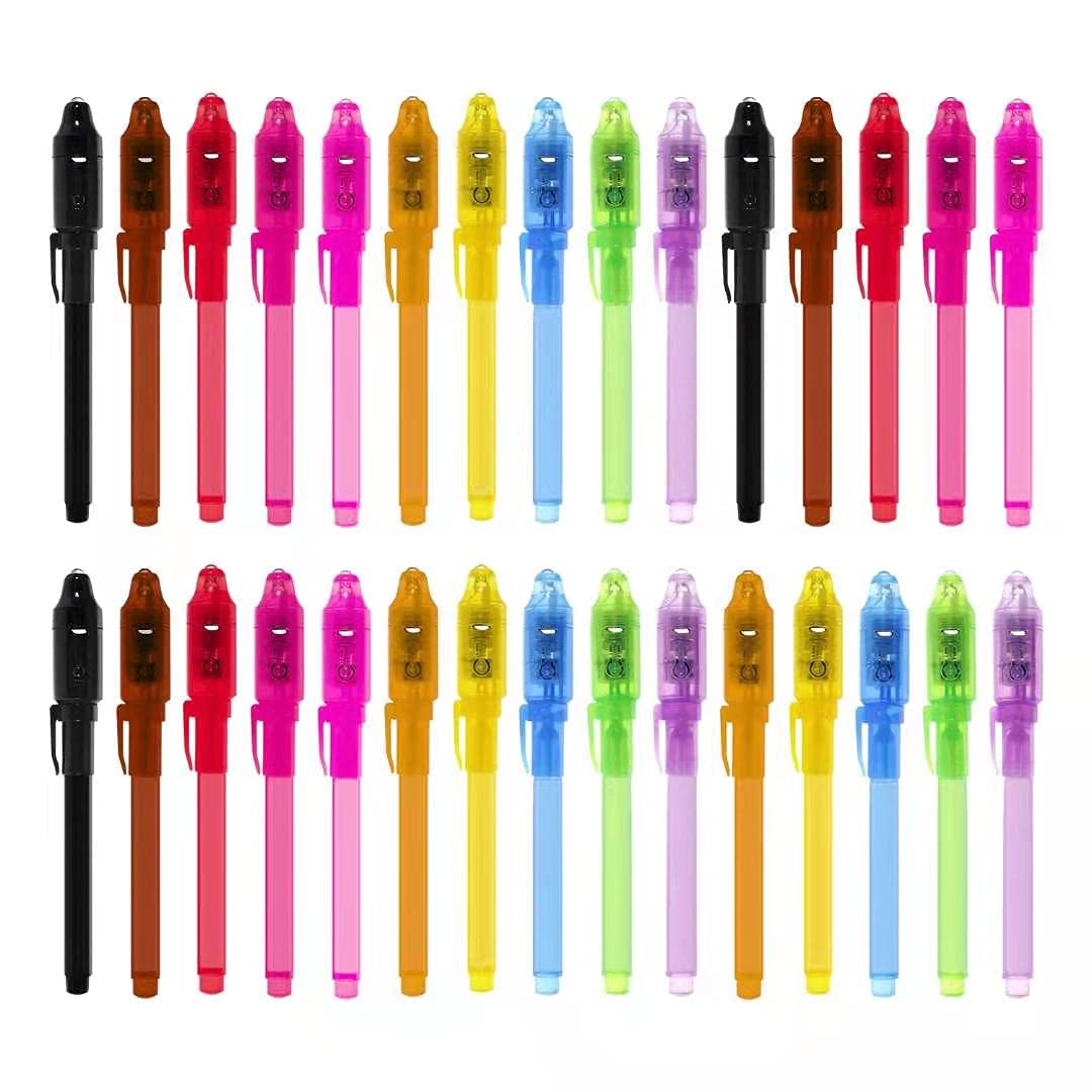 EODVICS 30 Pack Invisible Ink Spy Pens with UV Light for Kids Party Favors | Was