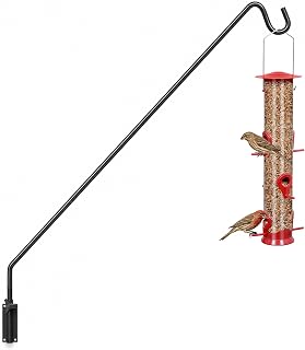 Heavy Duty Extended Reach Wall Mounted Deck Hook Wall Pole, Wall Bracket Direction and Length Adjustable Plant Bracket for Bird Feeders, Planters, Suet Baskets, Lanterns, Wind Chimes and More,Black