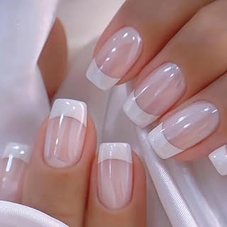 24pcs French Tip Press-On Nails - With Zeliele Loop & Nail File, Easy to Apply, Reusable Manicure Extensions for Hands and Feet, Nail Tools Durable Design DIY Manicure Lovers