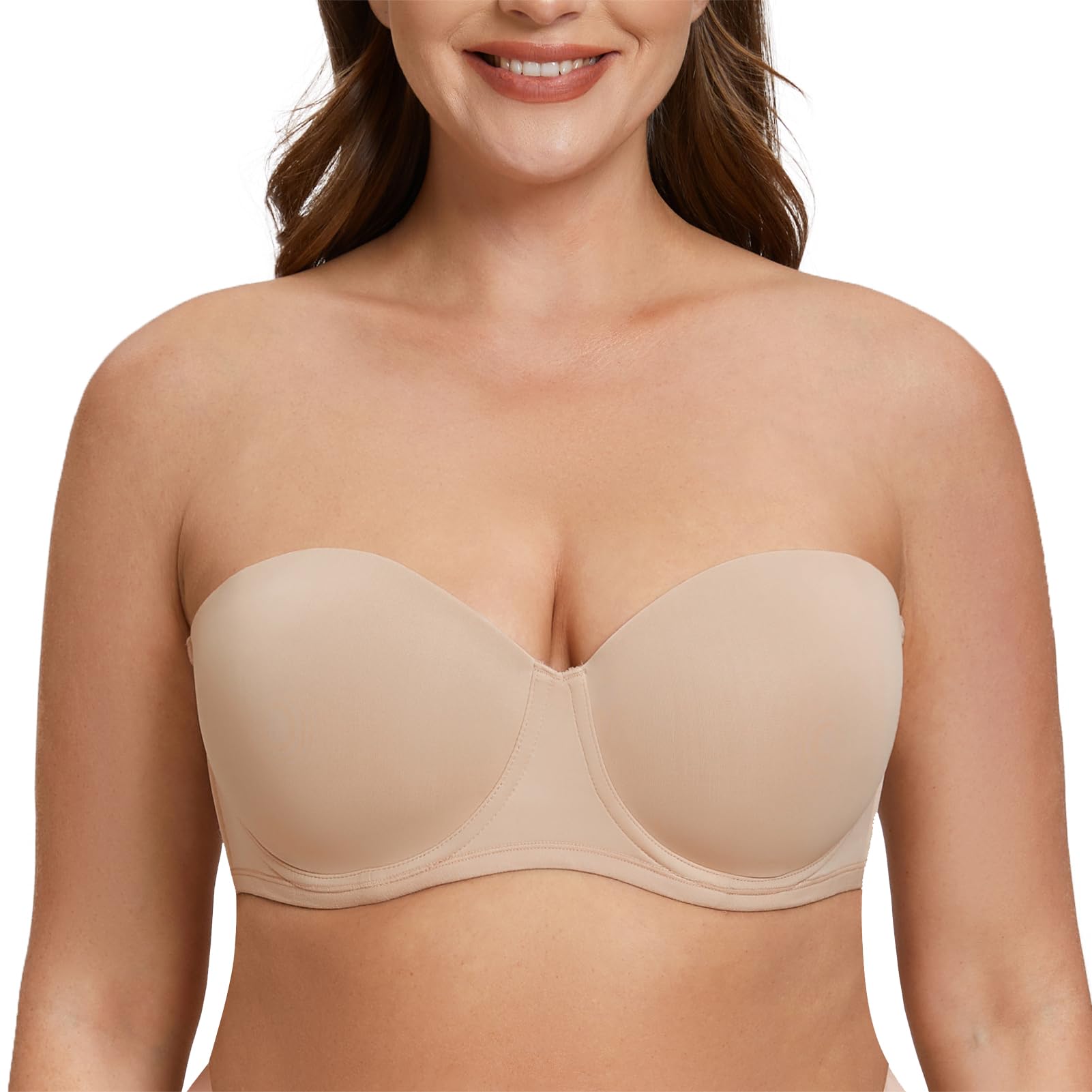 MELENECA - Women's Silicone Push Up Plus Size Strapless Bra