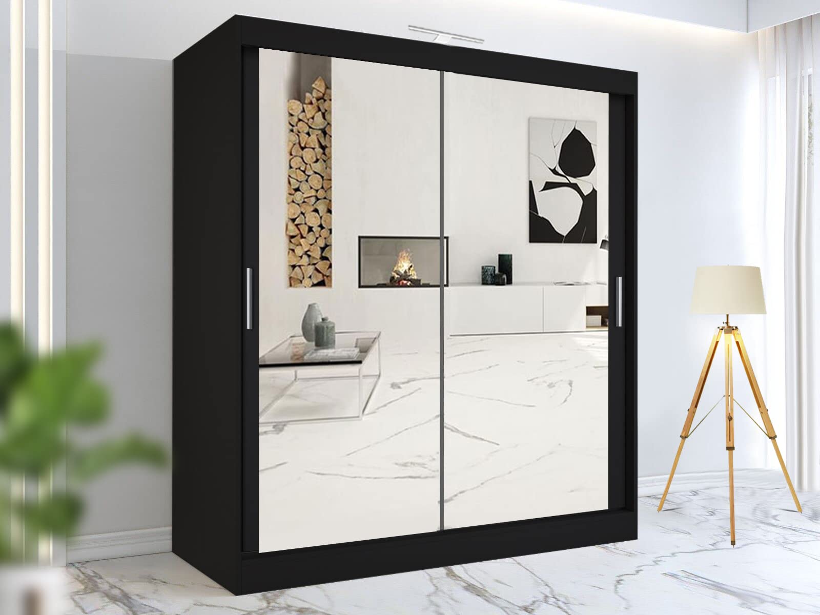 RAC3 Wardrobes for Bedroom with Mirrored Sliding Door & LED Light Premium Wardro