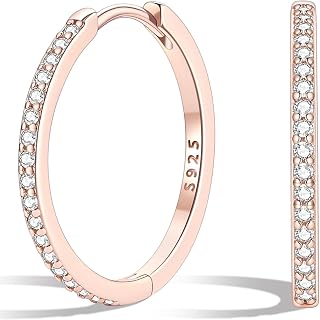Silvora Sterling Silver Huggie Hoop Earrings for Women, 925 Silver Posts