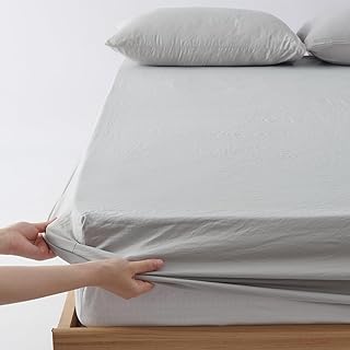 Kumori Fitted Sheet, Single, 39.4 x 78.7 inches (100 x 200 cm), Washable, Soft, Texture, Solid, Durable Wrinkle, Washable, Moisture Wicking, Easy to Put on and Take off, All Seasons, Bed Sheet Sheet, Mattress Cover, Bed Cover (39.4 x 78.7 inches (100 x 200 cm), Light Gray)