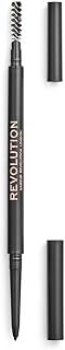 Revolution Precise Brow Pencil, Dark Brown, 0.05g | Dual-Sided, Ultra-Fine Pencil Tool, Includes Spoolie Brush, Vegan & Cruelty-Free