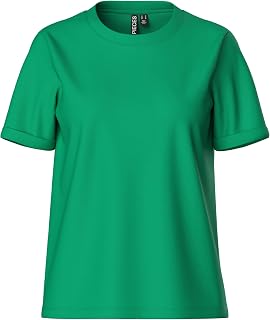 Pieces Pcria SS Fold Up Solid Tee Noos BC Women's T-Shirt (Pack of 1)