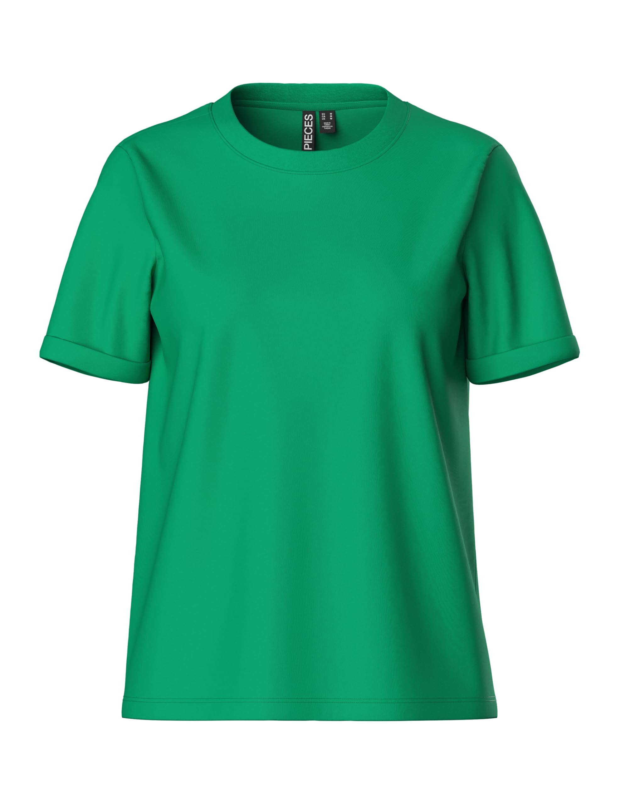 Pieces Pcria SS Fold Up Solid Tee Noos BC Women's T-Shirt (Pack of 1)