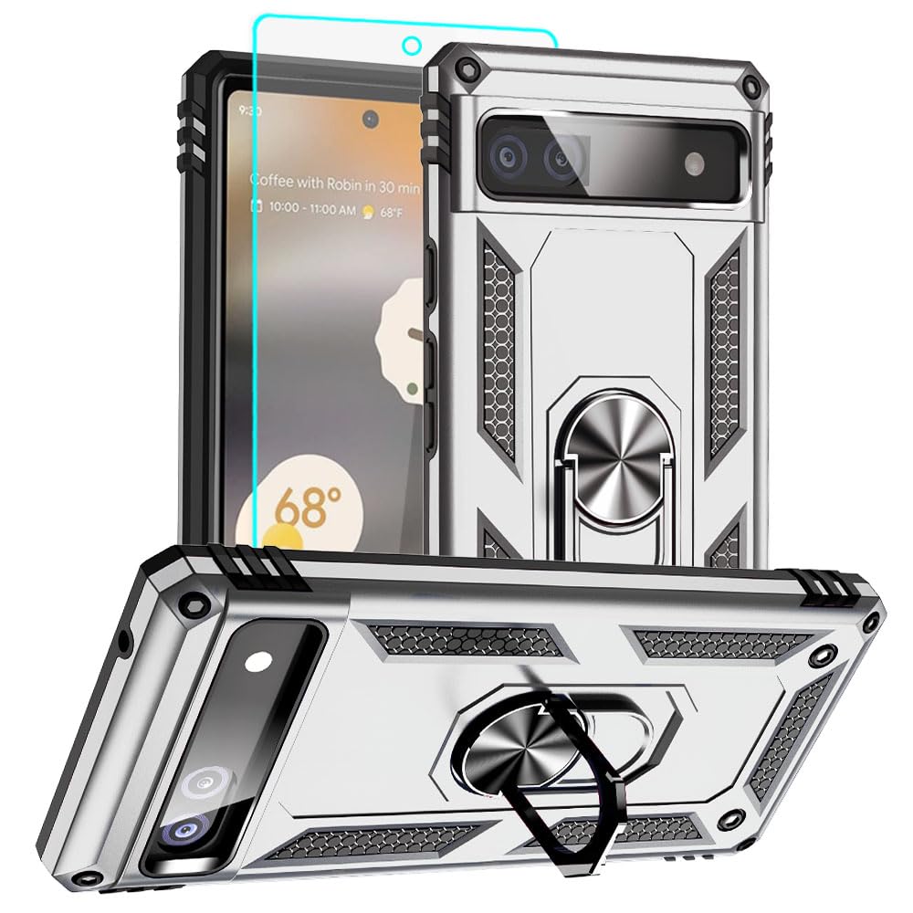 for Pixel 6a Case, Google Pixel 6A Phone Case with HD Screen Protector, [Militar