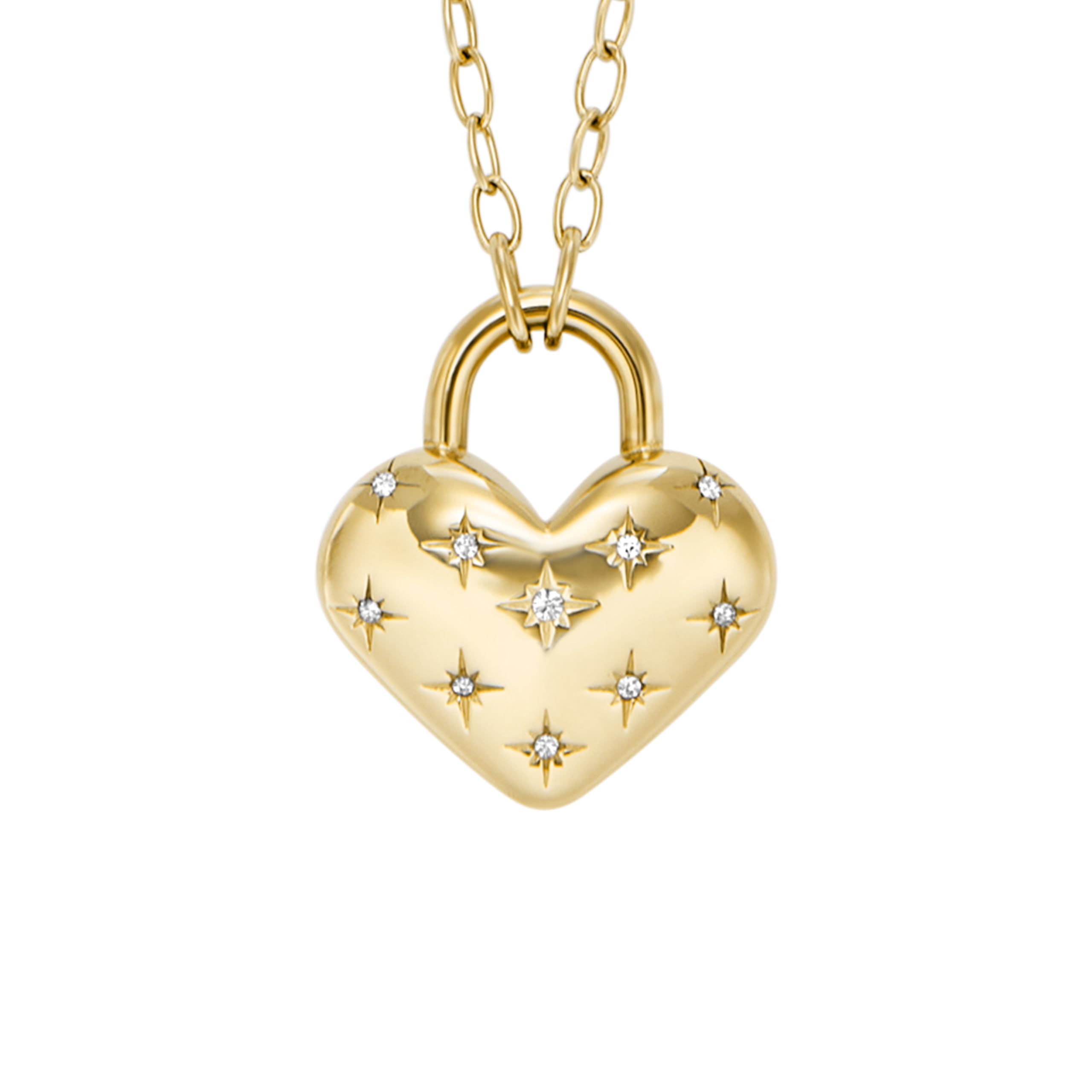 Fossil Women's All Stacked Up Gold-Tone Stainless Steel Beaded Necklace (Model: 