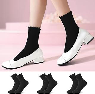 Women's Crew Socks Ruffle Turn-Cuff and Cute Ruffle Ankle Socks Soft Breathable Stretch for Casual Available in 1 2 3 Pairs