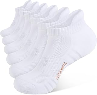 CLOSEMATE 6 Pairs Women's Men's Sports Socks 35-38 39-42 43-46 Breathable Cotton Padded Anti-Blister for Running, Tennis, Hiking, Work Multicoloured