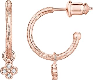 PAVOI 14K Gold Plated Motif Huggie Hoop Earrings for Women, Dangle Charms