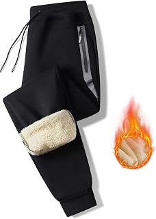 STICKON Mens Winter Fleece Pants Warm Sherpa Lined Sweatpants with Pockets