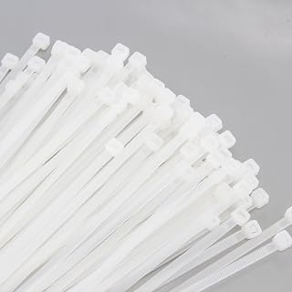 Heavy Duty White Cable Zip Ties - Premium Plastic Wire Ties, Clear, Self-Locking Nylon, 50 lb Tensile Strength, Indoor/Outdoor