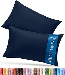 Utopia Bedding Queen Pillowcases-2 Pack-Envelope Closure-Soft Brushed Microfiber Fabric-Shrinkage and Fade Resistant Pillow Covers Standard Size 20 x 30 Inches (Queen, Navy)
