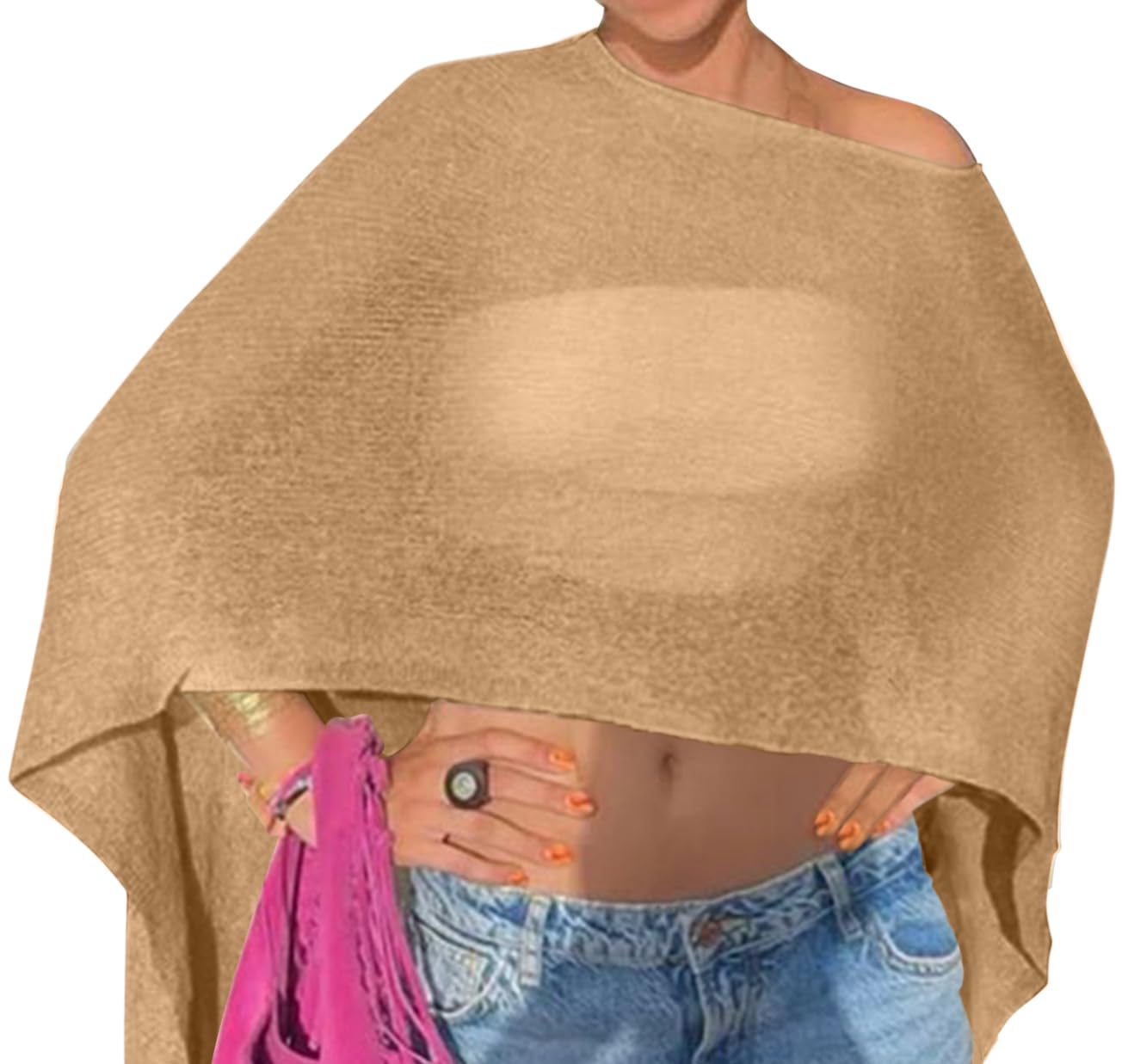 Women Poncho Shawl Top Beach Cover Up 3XS-6XL