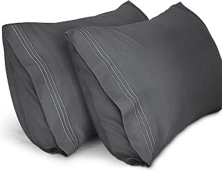 Lirex Extra Large Pillow Cases 2 Pack,1800 Thread Count Embroidered Soft Brushed Microfiber Pillowcases,Dark Grey