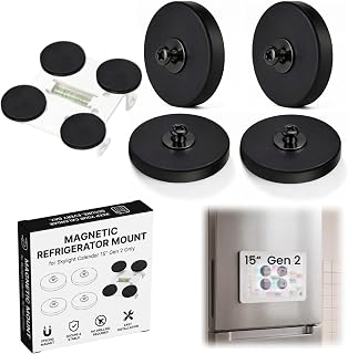 Magnetic Refrigerator Mount Compatible with Skylight Calendar 2, Black | Four-piece set, Rubber components, 15-inch Gen 2 fit, Factory-stand attachment, Drill-free metal-surface setup