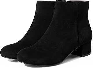 CAMSSOO Gogo Short Ankle Boots for Women Side Zip Low Block Heel Booties