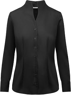 Seidensticker Women's Goblet Collar Blouse Long Sleeve Slim Fit Plain Non-iron Blouse