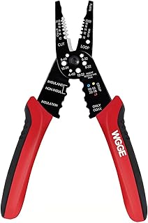 WGGE WG-015 Professional Wire Stripper, Wire Cutter and Wire Crimper 8-inch | 10-22 AWG Cable Stripping, Wire Crimping, Multi-Function Design, Hand Tools