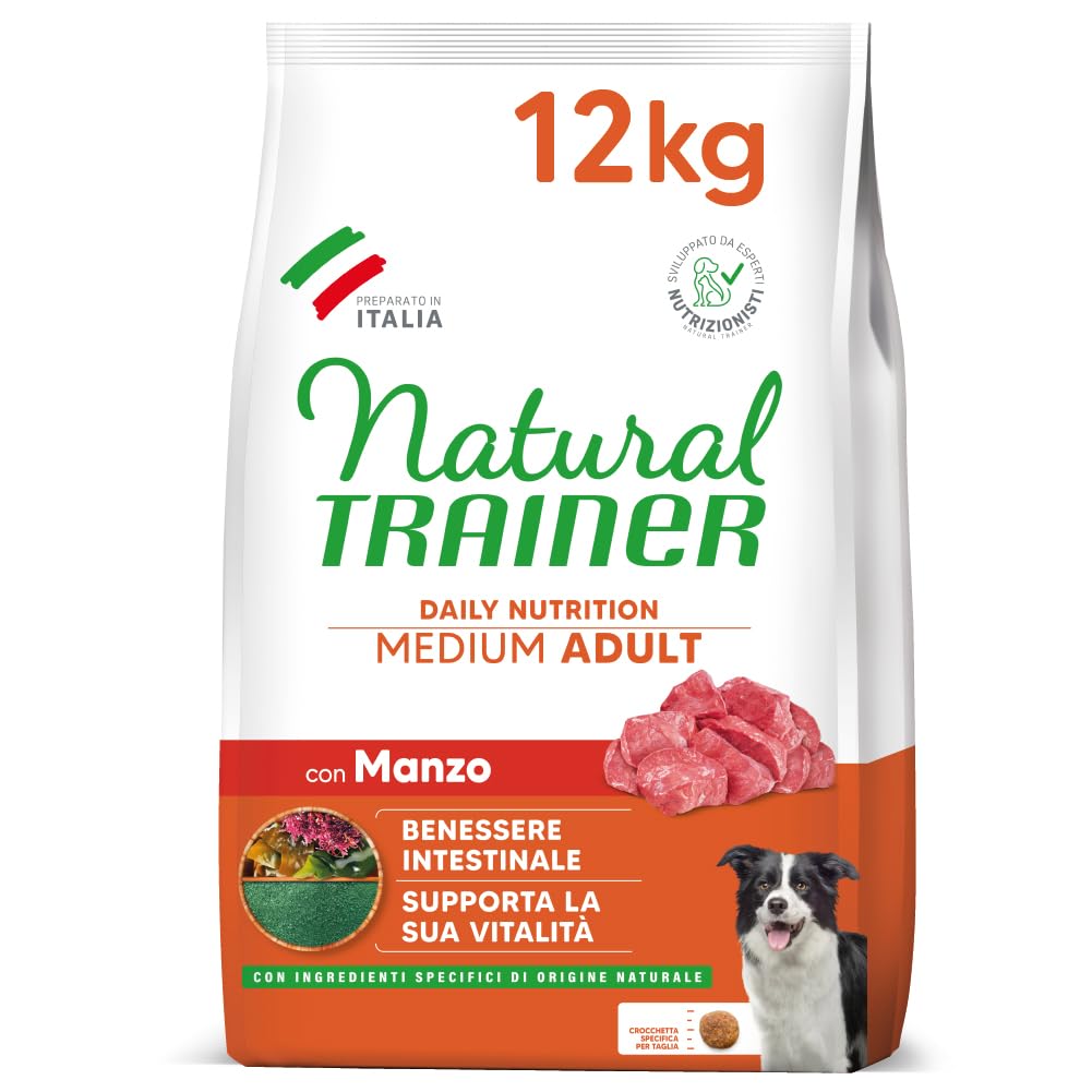 Natural Trainer Medium Adult Dog Food with Beef – 12 kg