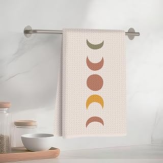 Minimalist Moon Phase Kitchen Towels, Bohemian Absorbent Microfiber Decorative Tea Towels, Soft Honeycomb Towels for Kitchen, Home, Bathroom, Housewarming Gifts