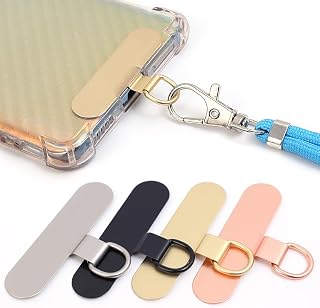 4 Pieces 360° Rotatable Metal Cell Phone Lanyard Universal Detachable Cell Phone Patch Hanging Clip 1.88 x 0.51 inch