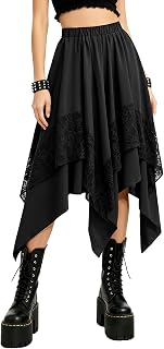 Yimoon Womens Renaissance Skirt Asymmetrical Flowy Goth Skirt