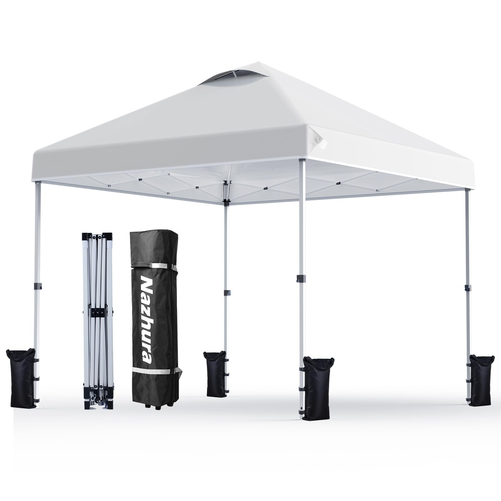 Nazhura 10' x 10' Pop Up Canopy Tent with Sand Weight Bag, Freestanding Sun Shel