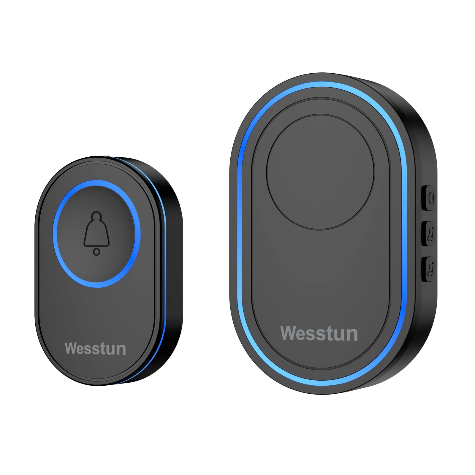 Wesstun Wireless Doorbell, 300m Range with 39 Melodies, Easy Install, Black | IP