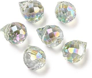100 Pieces Teardrop Glass Beads Electroplated Faceted Water Drop Shape Spacers Drilled Top for Jewelry Making Earrings Bracelet Necklace 11x8mm