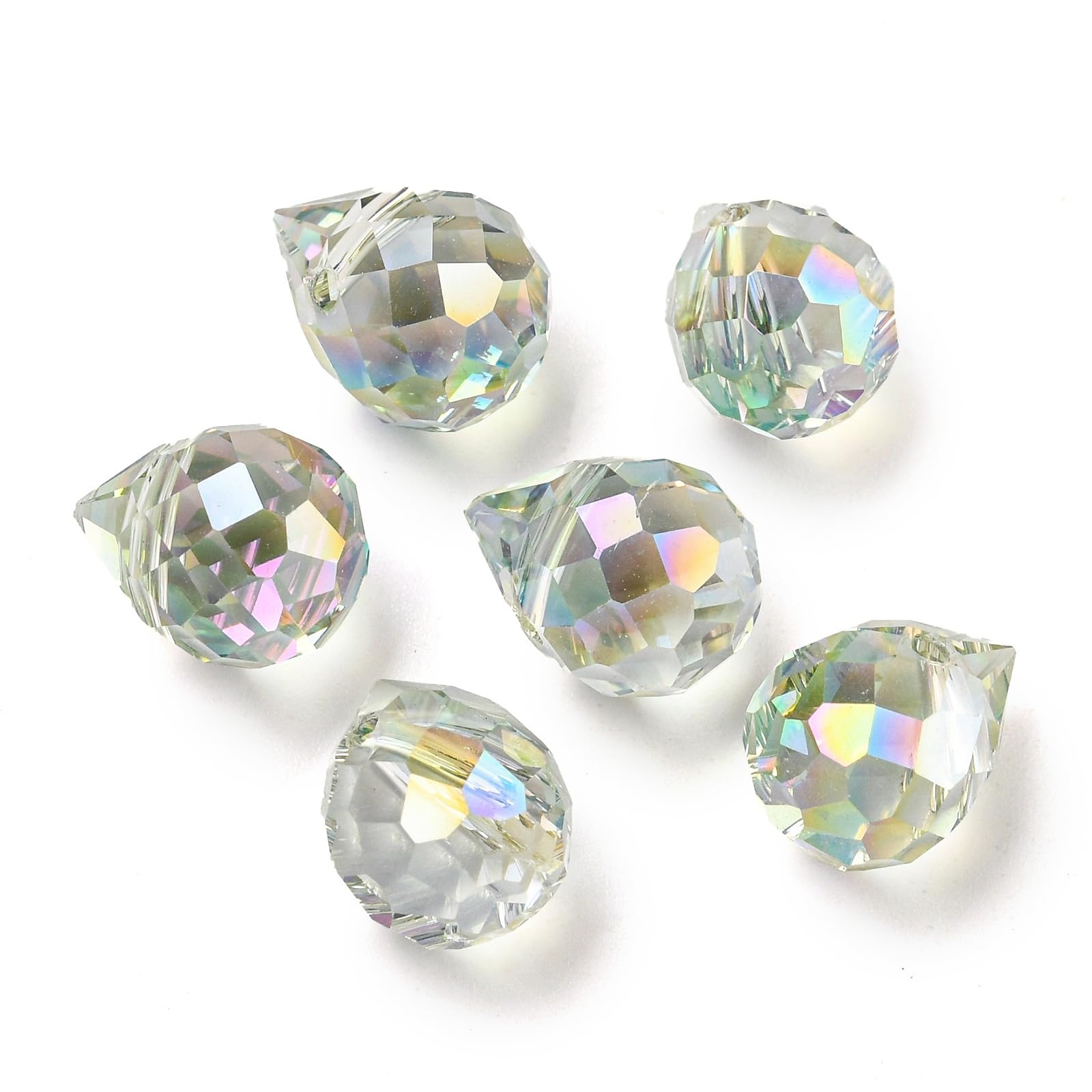 100 Pieces Teardrop Glass Beads Electroplated Faceted Water Drop Shape Spacers D