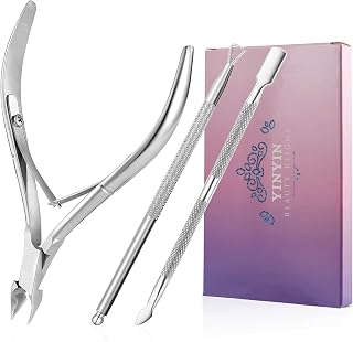 YINYIN Cuticle Trimmer with Pusher and Cutter,Silver | Cuticle Remover,Cutilce Nipper Clippers,Durable Pedicure Manicure Tools,3Pcs Nail Care Kit for Fingernails and Toenails