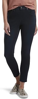 HUE Women's Ultra Soft Denim High Waist Skimmer Legging, Black Indigo Wash, Large