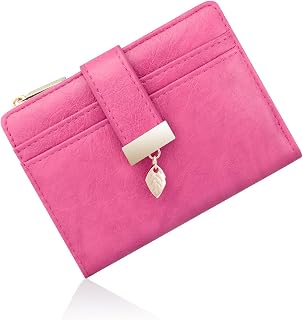 Pomelo Best Women's Small Wallet - Compact Zip Wallet, Card Slots & Window Document Holder - Mini Wallet Ideal for Travel and Daily Use, magenta, Minimalist