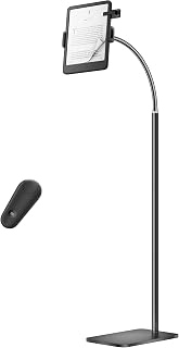 VOLTIFYMAX Tablet Stand with Page Turner Works with Kindle, Tablet Stand Floor Holder Reading in Bed with Adjustable Gooseneck, Compatible with Kindle, Mini Tablet, Phone, Hands Free Use for Readers