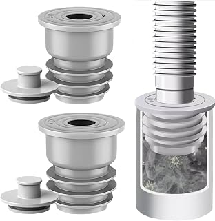 WISIRENT 2 Pieces 35-40 mm Washing Machine Hose Seal, Grey Drain Hose Sealing Cap, Deodorant Anti-Odour Drain Stopper for Kitchen, Bathroom