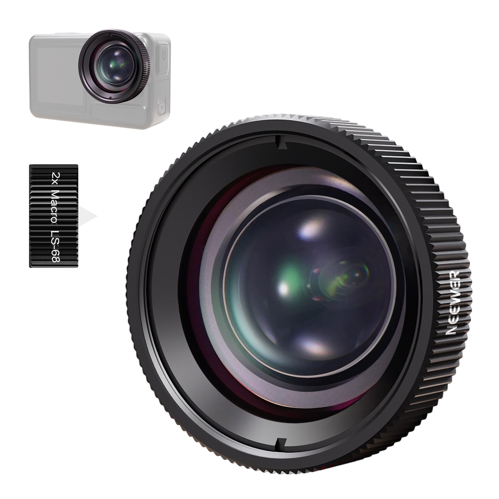 NEEWER Macro Lens Compatible with DJI Osmo Nano/Action 5 Pro/Action 4 | 2X Magni