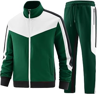 ANOTWENER, Mens Casual 2 Piece Tracksuit Long Sleeve Full Zip Jacket and Joggers Sweatpants
