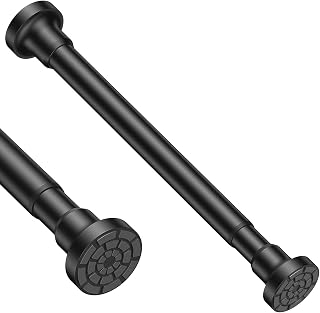 Tension Curtain Rod 18 to 28 Inch Adjustable Tension Rod No Drilling Spring Loaded Curtain Rod Black, Suitable for Room Dividers, Windows, Kitchens, Wardrobes, Doorways 42-74cm