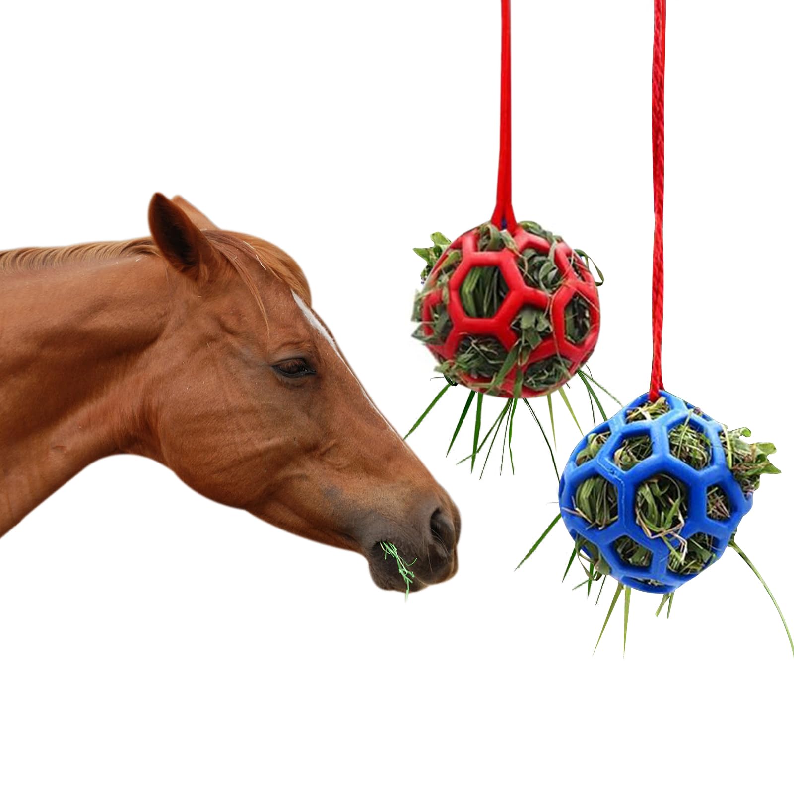 2 PACK Horse Treat Ball Hay Feeder Holder Slow Feeding Toy with 150cm Rope | Han