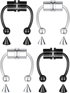 Velcare 1-16Pcs 16G 18G 20G 22G Nose Rings Hoops Nose Piercings Fake Nose Ring Fake Septum Nose Ring Fake Lip Rings Fake Septum Piercing Fake Nose Piercing Fake Nose Hoop Faux Nose Rings Clip On Nose Cuffs Nose Piercing Jewelry Nose Rings for Women Men Nose Hoops Cartilage Hoop Earring