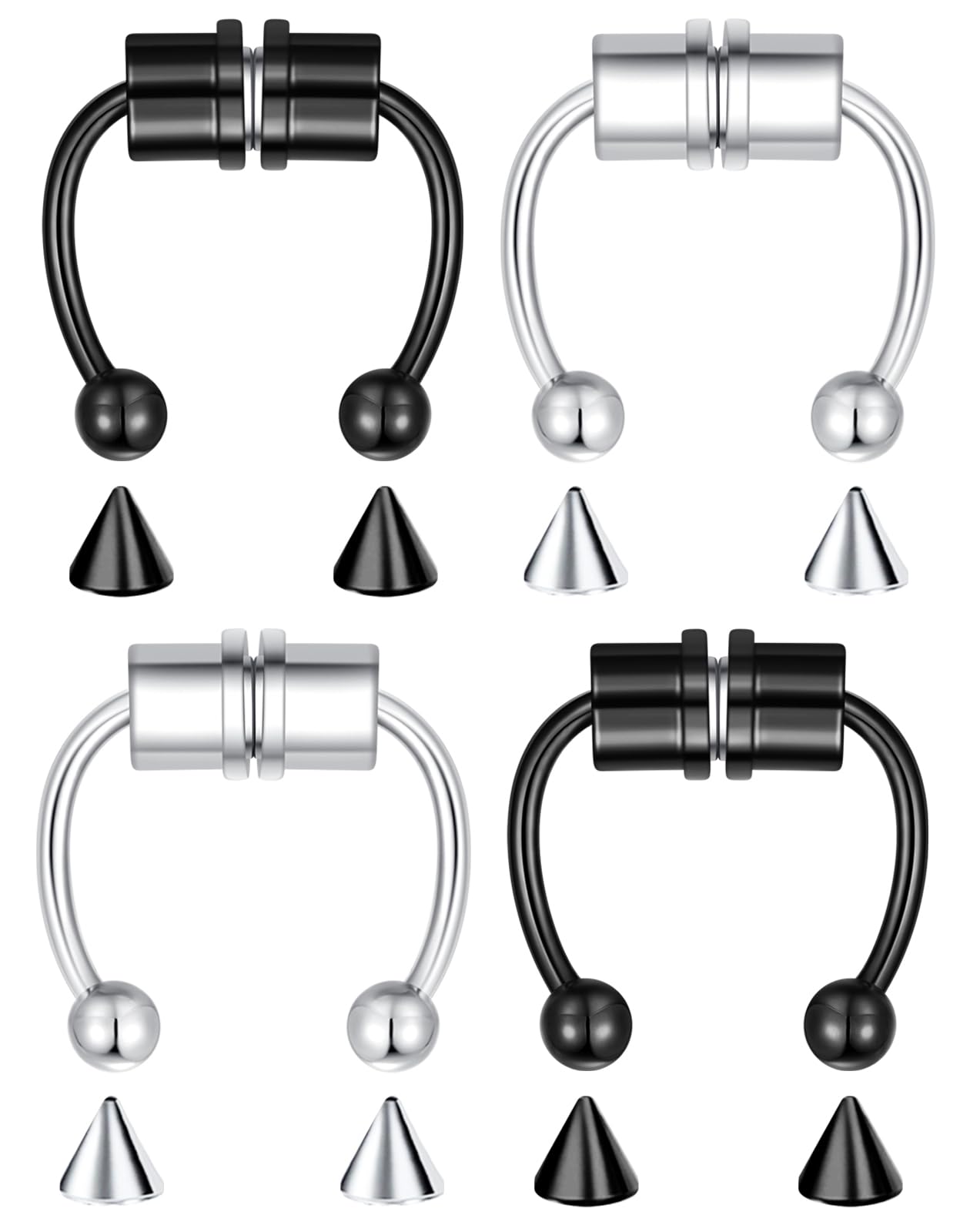 Velcare 1-16Pcs 16G 18G 20G 22G Nose Rings Hoops Nose Piercings Fake Nose Ring F