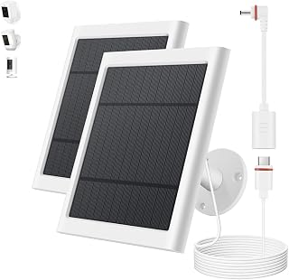 Solar Panel for Ring Camera, 2 Pack 4W Solar Charger with 10FT Cable, USB-C to Barrel Plug Adapter, Compatible with Ring Stick Up Cam Battery/Pro, Spotlight Cam Battery/Plus/Pro, Reolink Argus Pro